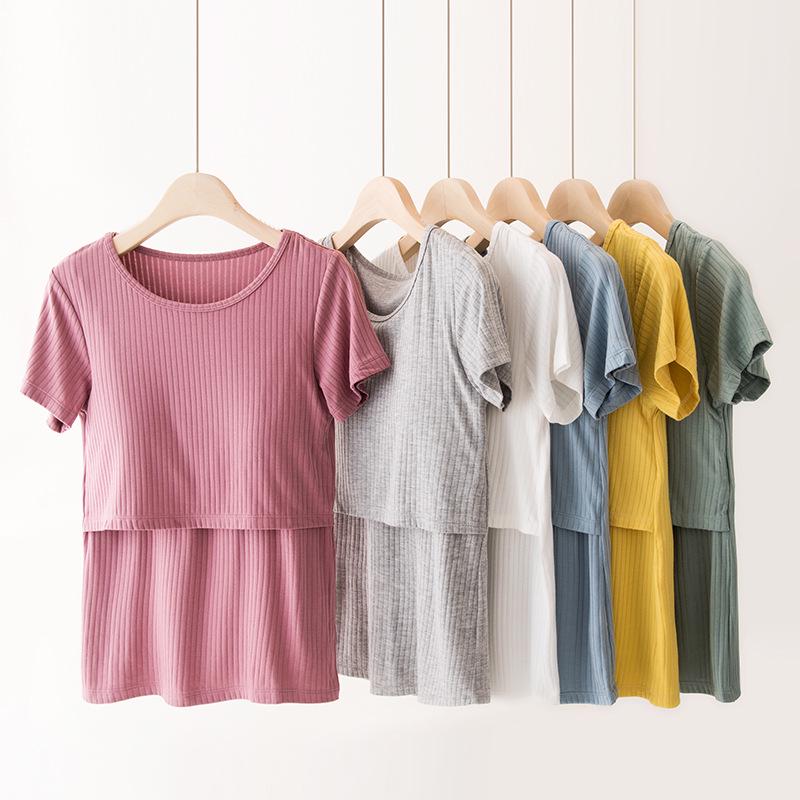 Maternity Nursing T-Shirt - Stylish Short Sleeve Summer Top for Moms
