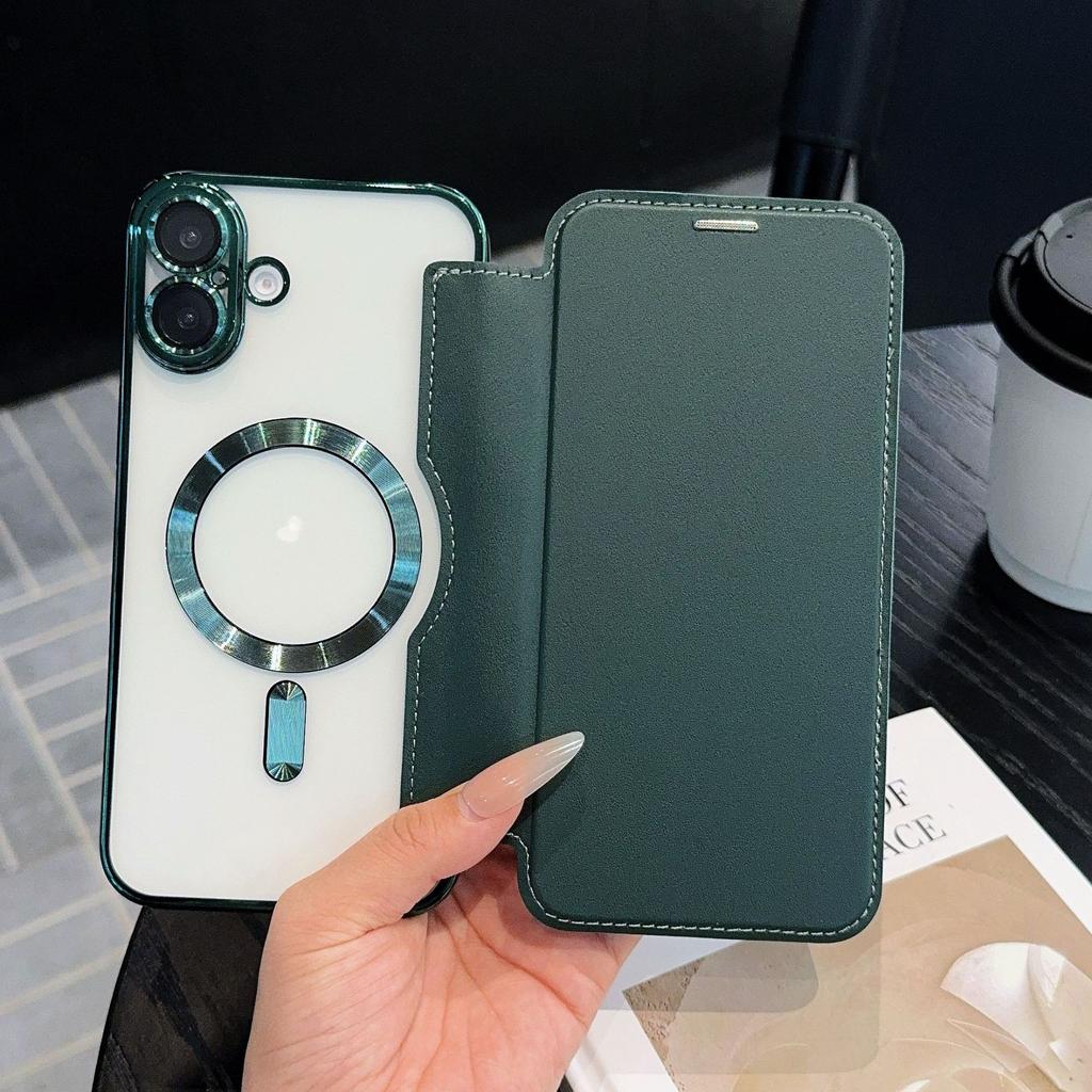IPhone 16 Flip Leather Case Se4 Is Suitable for Apple 15 Promax Mobile Phone Case 14 Electroplated Magnetic Suction 13