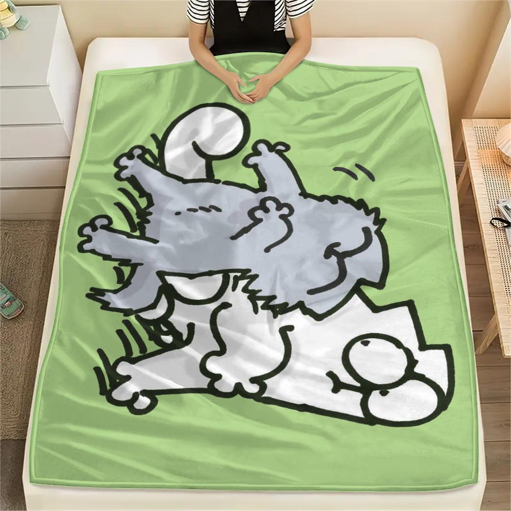 1 Pezzo Coperta in Flanella con Stampa Simon's Cat, Alta qualità Confortevole per Tutte le Stagioni, Decorazione per la Casa, Calore e Comfort, Perfetta per Regali di Natale
