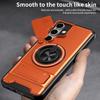 For Samsung Galaxy S24 FE Magnetic Case Ring Holder Foldable Kickstand TPU PC Phone Cover with Camera Lens Slider