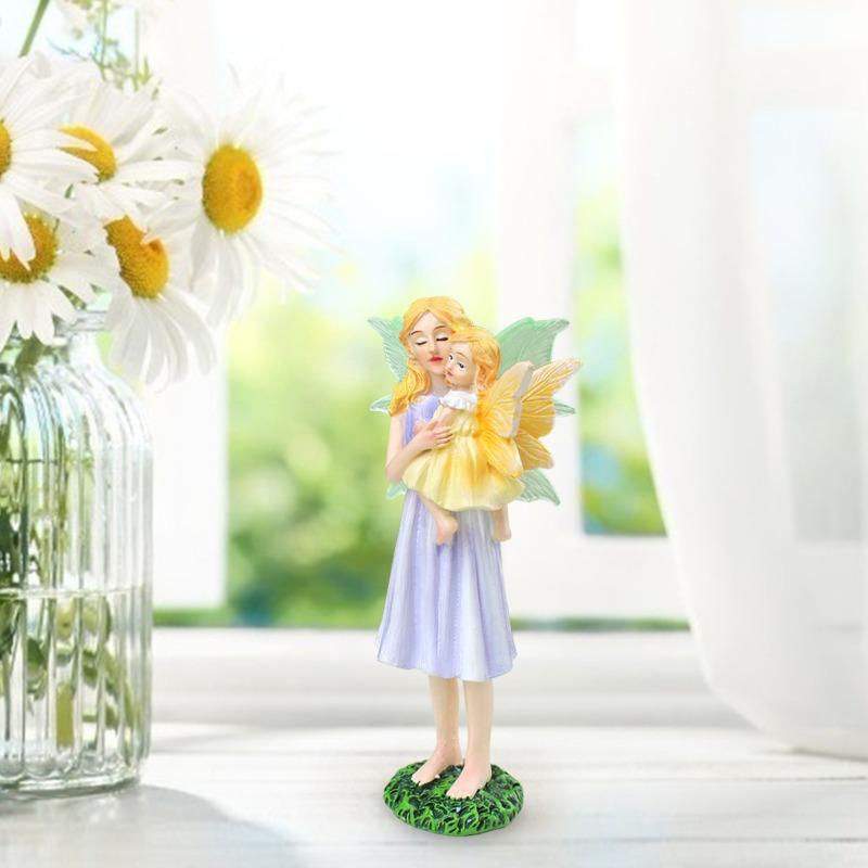 Mother and Daughter Flower Fairy Resin Ornament Creative Outdoor Courtyard Lawn Micro Landscape Flower Pot Decoration Ornament