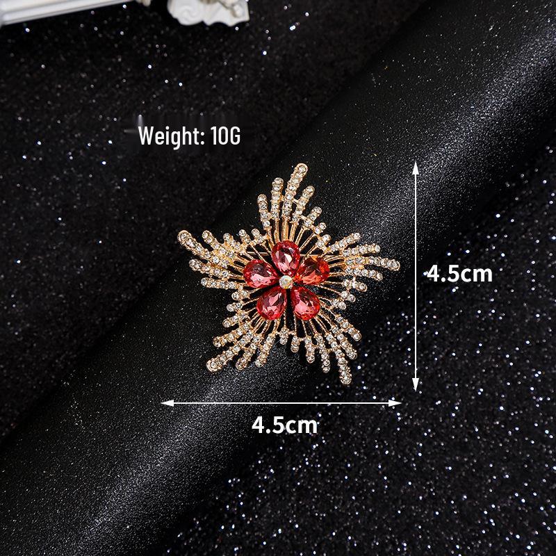 High-End Rose Red Chinese Flower Brooch: Classical Pin for Women's Qipao & Coat Accessories
