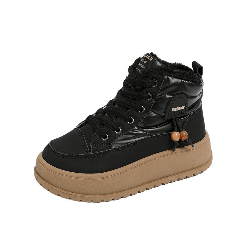 

Women s lightweight comfortable thick sole winter warm snow boots padded lining non-slip wear-resistant casual sports cotton boots sneakers 40 чорний