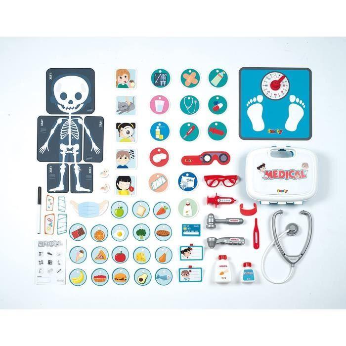 Smoby - Cabinet Médical - Jouet d'Imitation pour Enfant - Triptyque Pliable - Jouer au Docteur - Nombreux Accessoires Médicaux Inclu