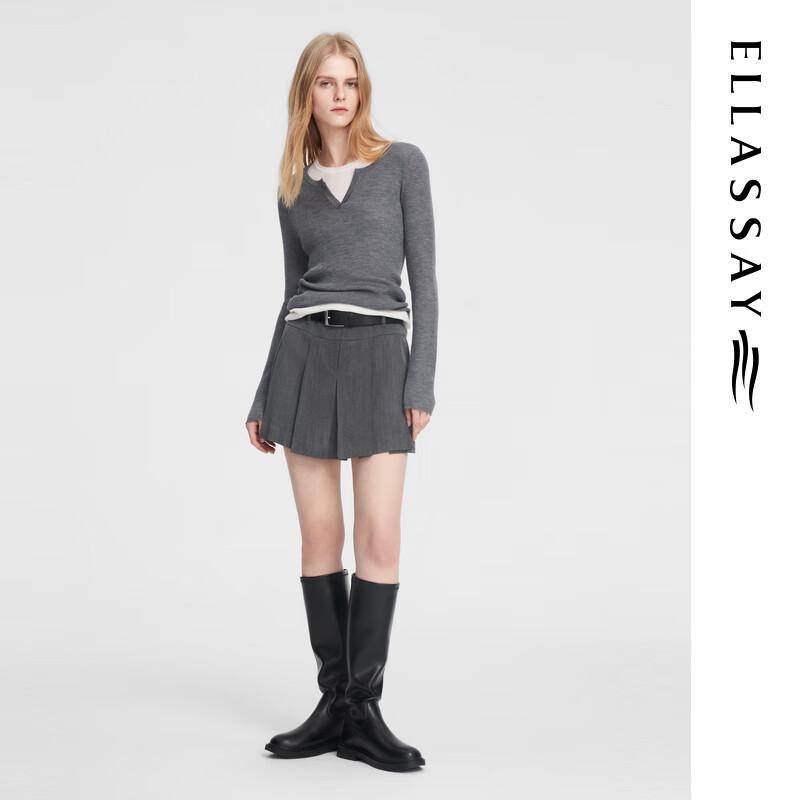 ELLASSAY Women's Relaxed Fit Merino Wool Round Neck Sweater