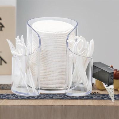 Portable Cotton Swab, Pad, and Puff Storage Container - Stackable, Round Makeup Remover Box for Dressing Table