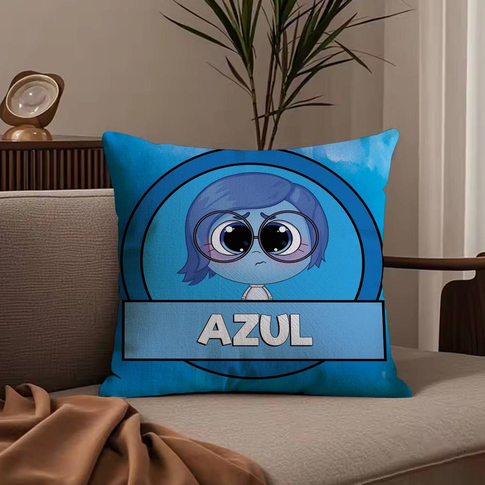 Cartoon I-Inside O-Out Pillow Case Anti-dustmite Pillowcase Invisible zipper silky short plush Sofa cushion cover
