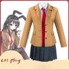 Costume Cosplay Anime Sakurajima Mai Rascal Does Not Dream of Bunny Girl Senpai Parrucca Cosplay Mai Sakurajima Copricapo con Orecchie da Coniglio