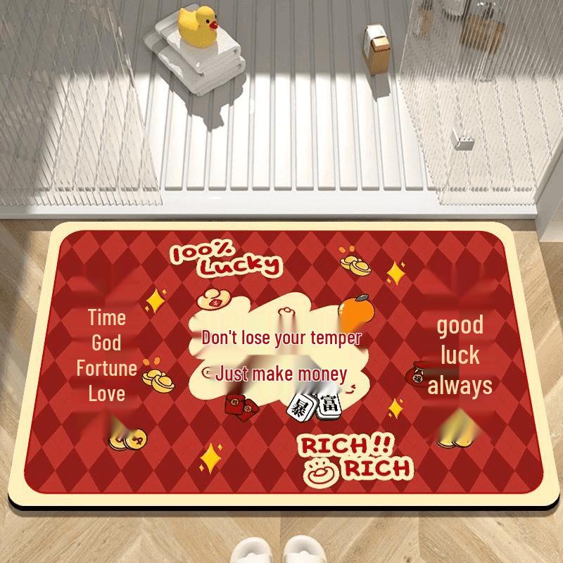 Cartoon New Year Non-Slip Quick-Dry Diatomaceous Bath Mat 40*60cm (Upgraded Diatom Mud)
