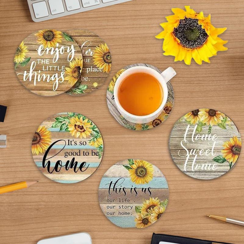 Wooden Coaster Rustic Set Of 6 Wood Coaster Crafts Kit Stained Painting Wood Handmade Home Table Decorations Decorative Non-Slip