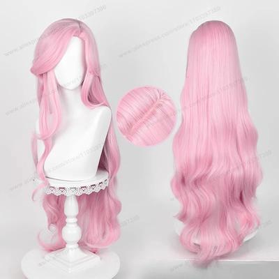 Peruka do cosplayu Fluttershy Włosy syntetyczne Unisex 100cm Długa Kręcona Fala Różowa Włosy damskie Anime Peruki odporne na ciepło
