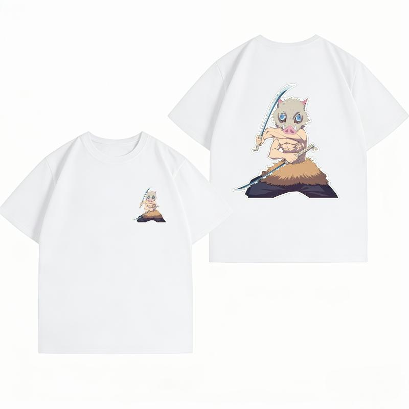 Unisex's Clothing New 100% Cotton Summer T-Shirt Demon Slayer Unisex's T-Shirt Inosuke Print Casual Unisex's T-Shirt