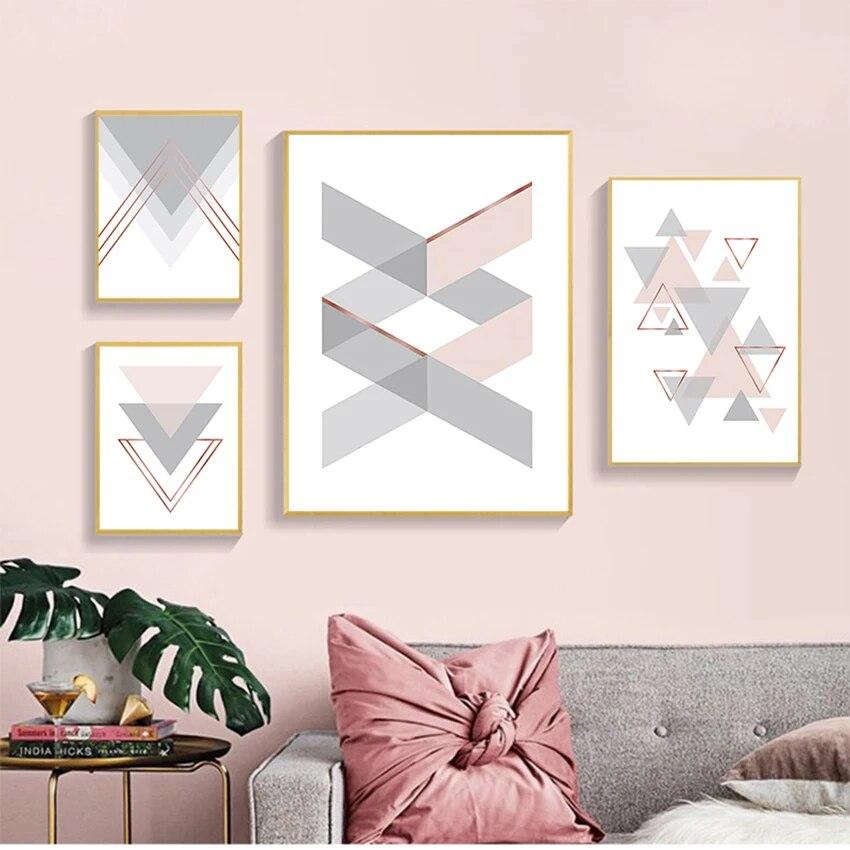 

Living Room Painting Wall Painting Pink Gray Arrow Geometric Abstract Art Poster Nordic Canvas Print Simple