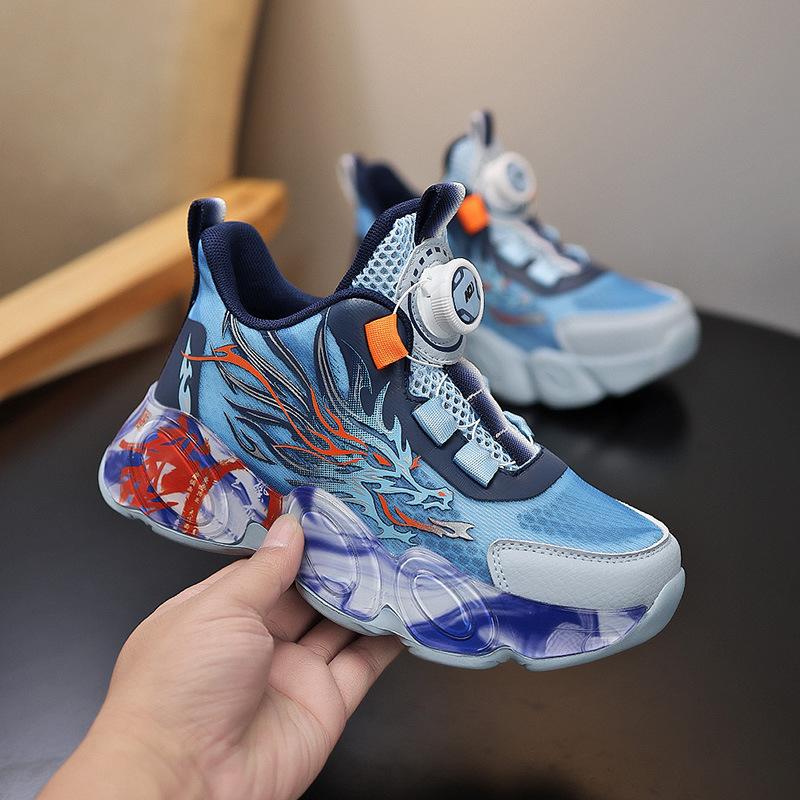 2025 spring new children's sports shoes leather waterproof boys basketball shoes lightweight shock-absorbing primary school running shoes