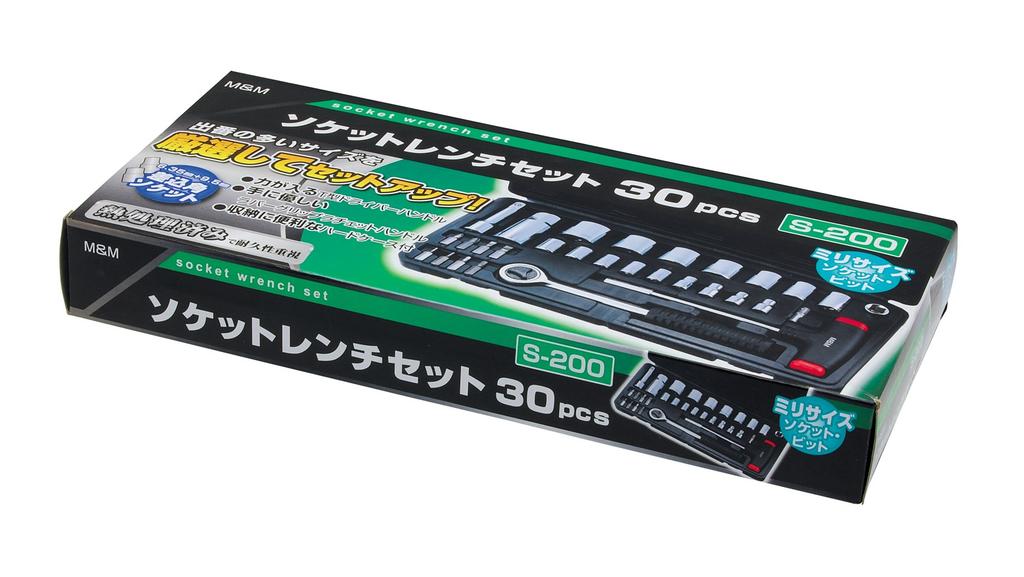 Takagi Socket Wrench Gray M&M Set, 30-Piece Set, S-200,