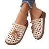 Summer Women Mesh Hollow Woven Open Toe Slippers Lightweight Breathable Slip On Casual Flat Sandals for Indoor Outdoor Use