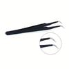 1.0mm Black Tweezers 2Pcs/Set, Straight & Curved Tips DIY Craft Handmade Clips