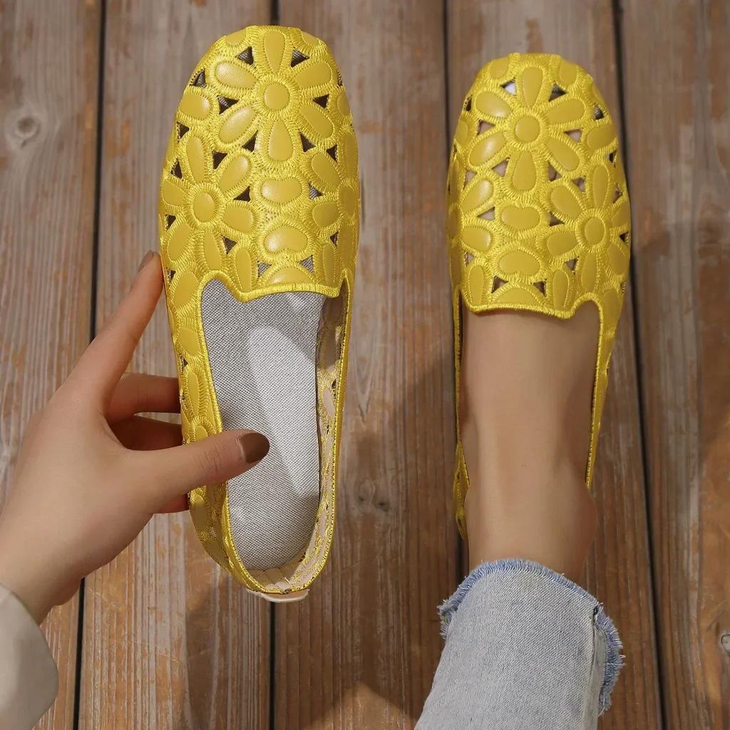 Fashion Women Flats Slip On Loafers Foldable Flats for Women Square Toe Single Shoes Hollow Out Fashion Party Casual Fashion Women Shoes