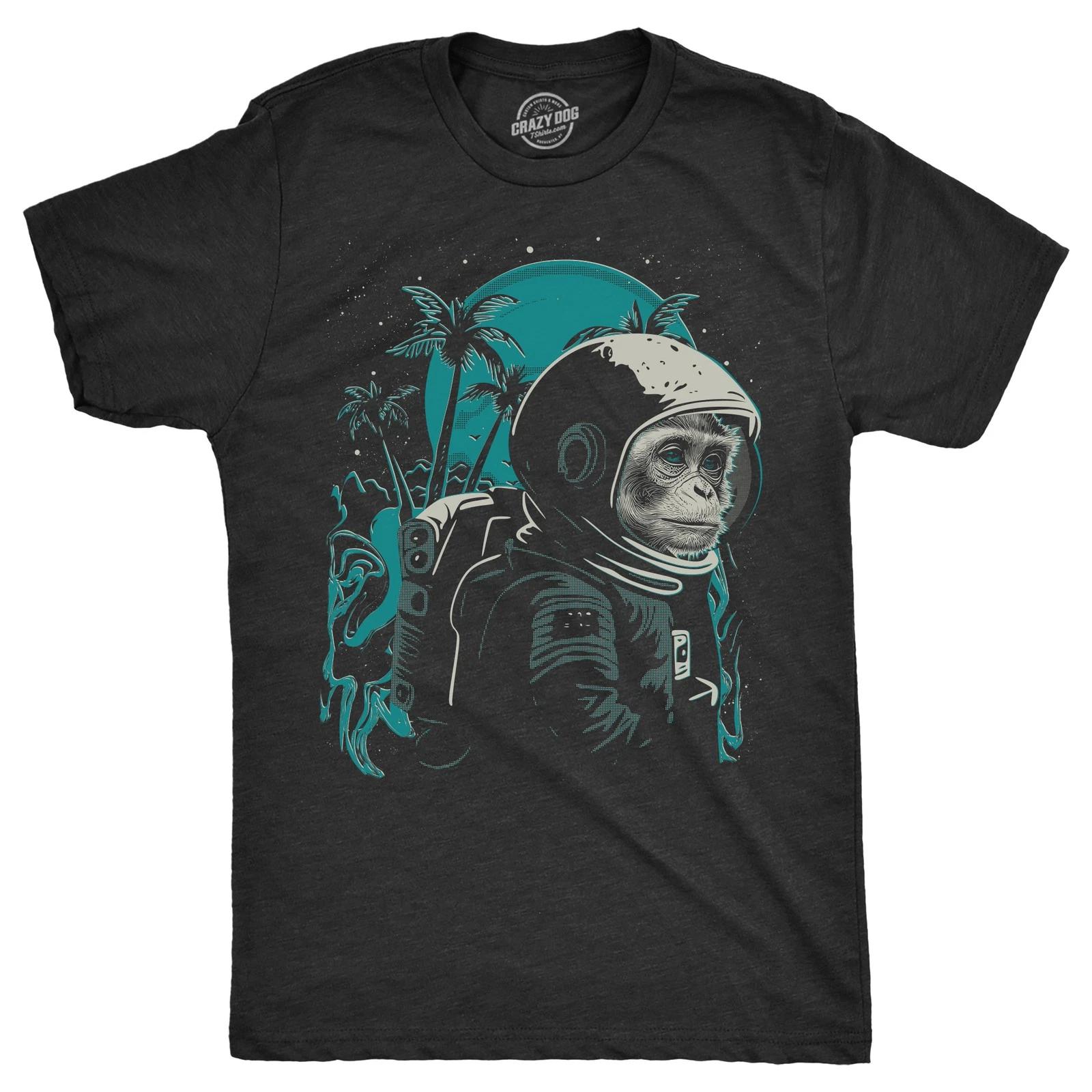 Mens Space Monkey T Shirt Funny Awesome Astronaut Ape Tee for Guys L