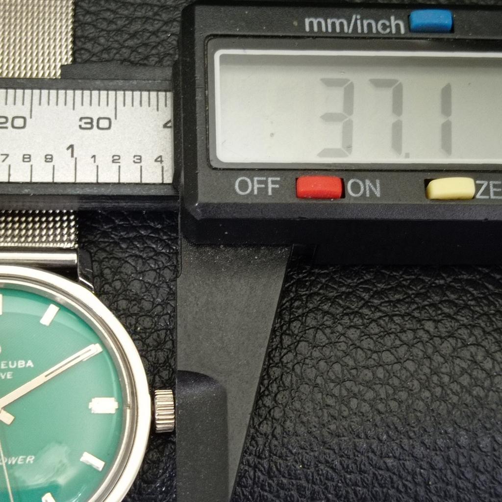 HAND-WINDING VINTAGE FAVRE LEUBA 253 TWIN POWER SWISS MENS GREEN WATCH A702049-5 R208-a702049