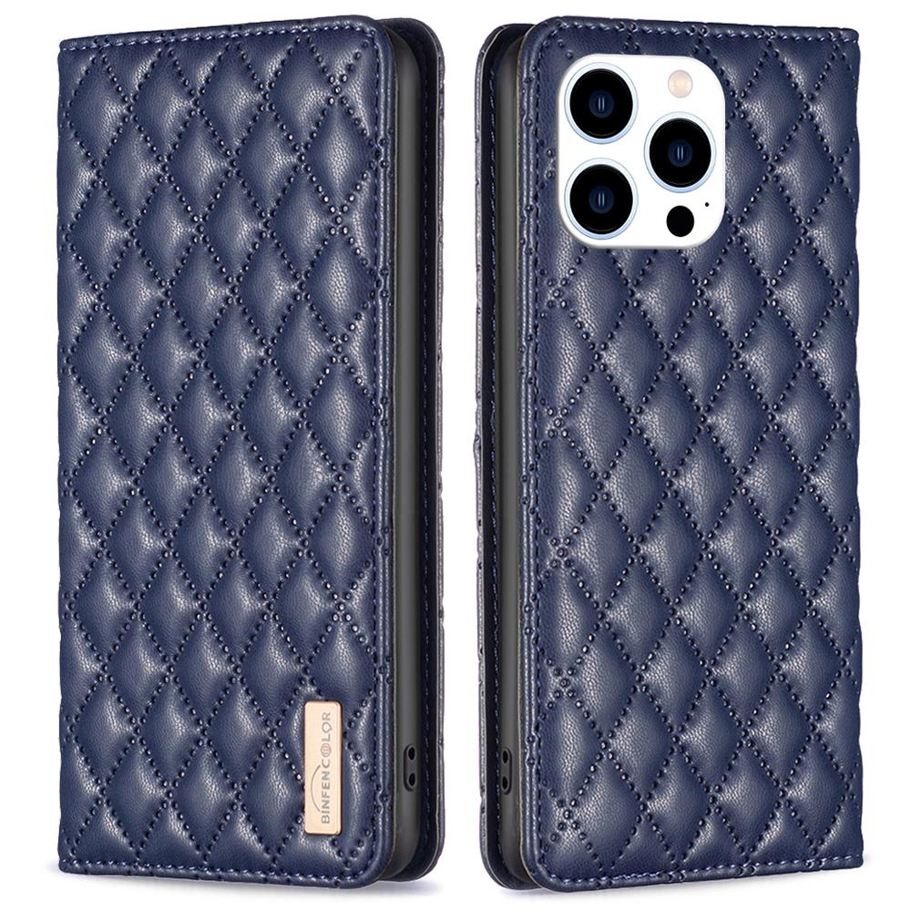 

BINFEN COLOR BF Style-16 For iPhone 16 Pro Max Case PU Leather Phone Cover with Card Slots Blue