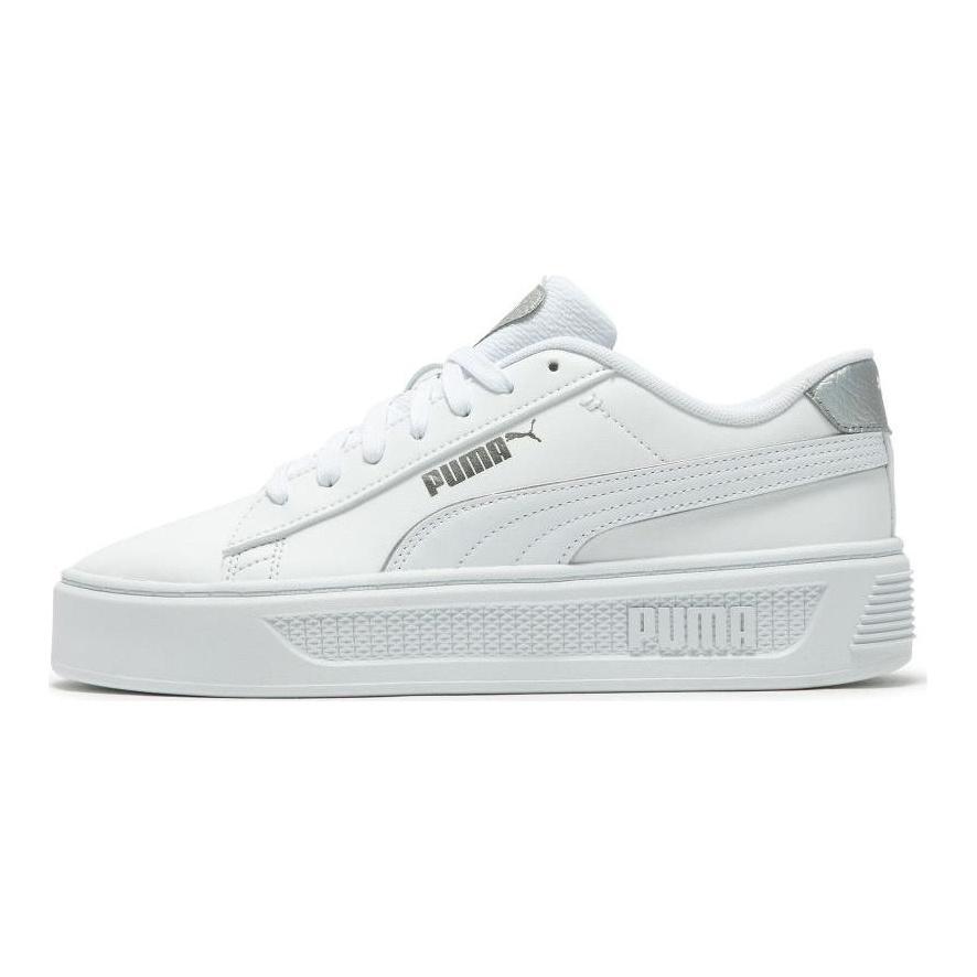Puma Smash Platform v3 Pop Up - Bílé dámské tenisky matně stříbrné stříbrné 392504-02
