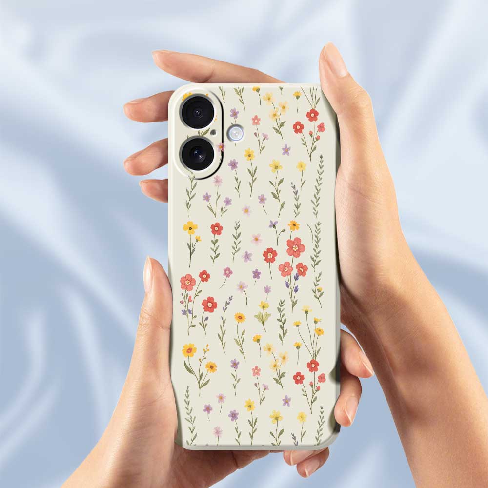 For iPhone 17 Case Flowers and Grass Pattern Printing Straight Edge TPU Phone Back Cover
