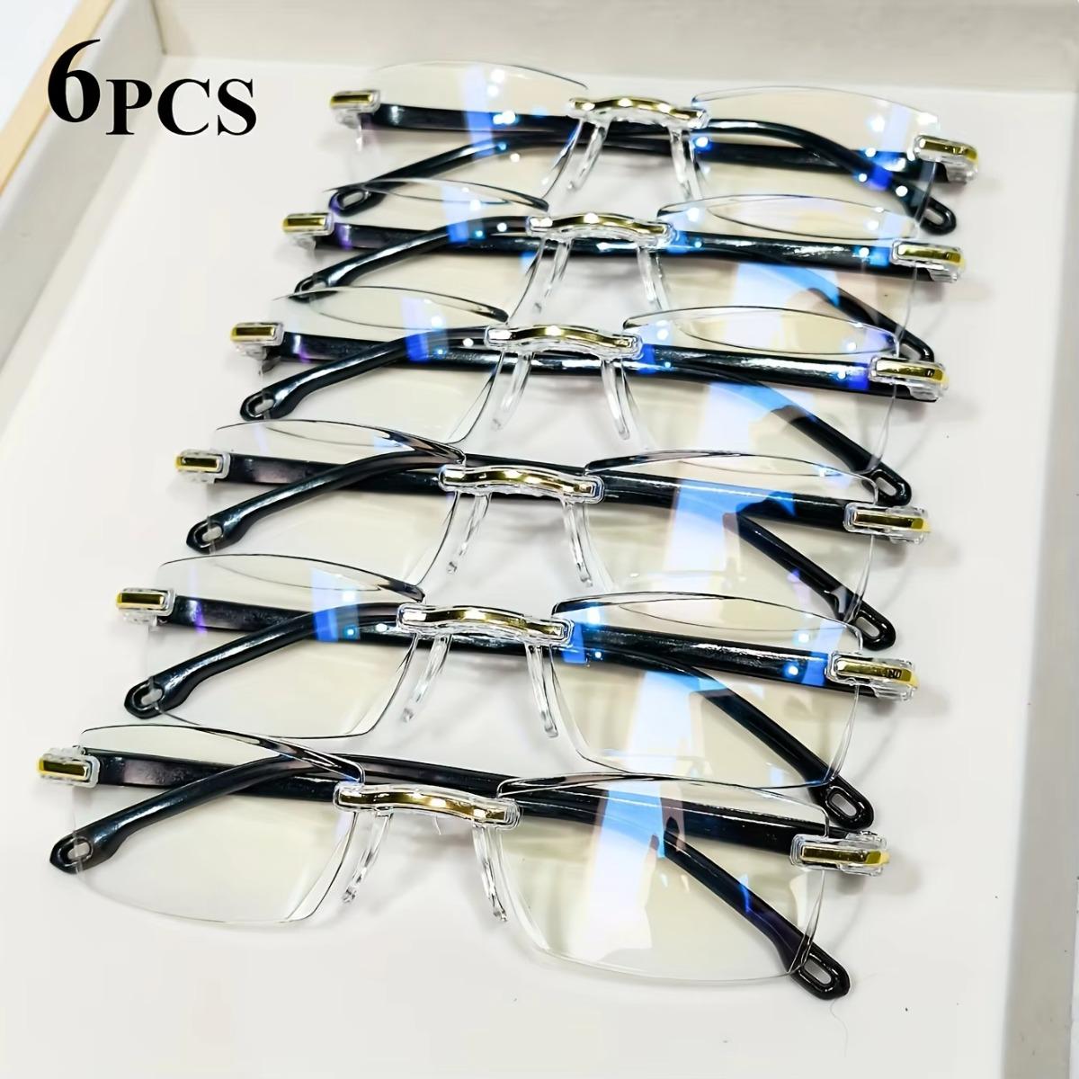 

6pcs Ultra-Light Rimless Reading Glasses for Men & Women - Anti-Blue Light, Fashionable Rectangle Design 1