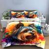"Colorful Dog Art Decoration Set" Multiple Sizes Kid's and Adults' Bedroom Exquisite 3PC Bedding Set Gift