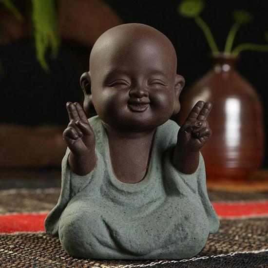 Colorful Zisha Little Monk Buddha Tea Pet - Handmade Decorative Tea Set Accessory