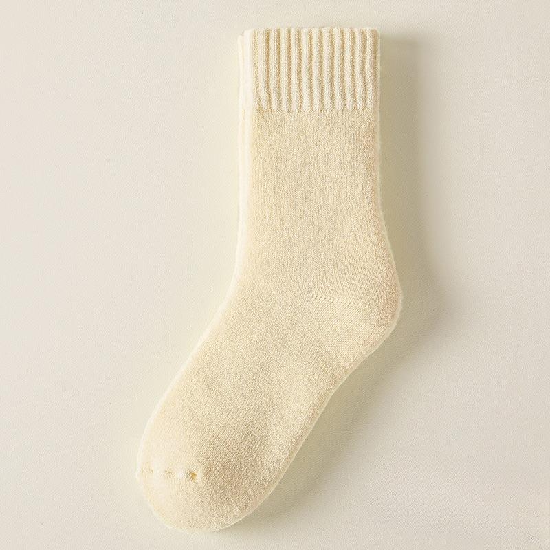 

Cashmere Socks for Women in Winter, with Added Insulation and Thickness for Warmth. Perfect for Home Sleeping in Spring. White Plush Long Socks. 1 pair вершковий