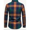 Men's Casual And Trendy Digital Printed Checkered Long,sleeved Lapel Button,down Shirt