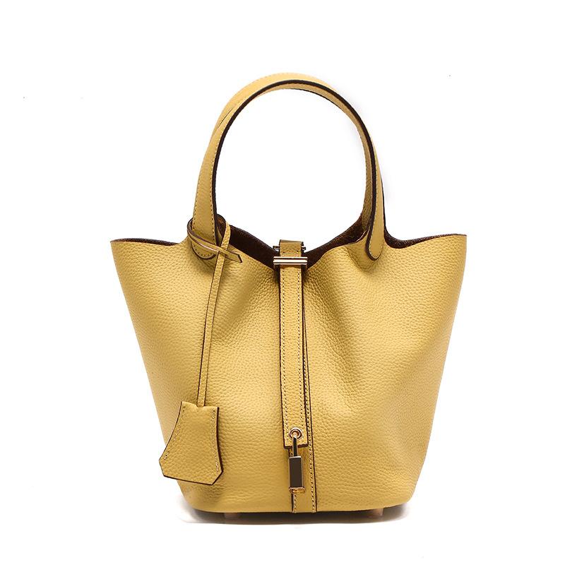 Top-grain Ledertasche Echtleder Damentasche Bucket Bag Retro Vielseitige und modische Handtasche