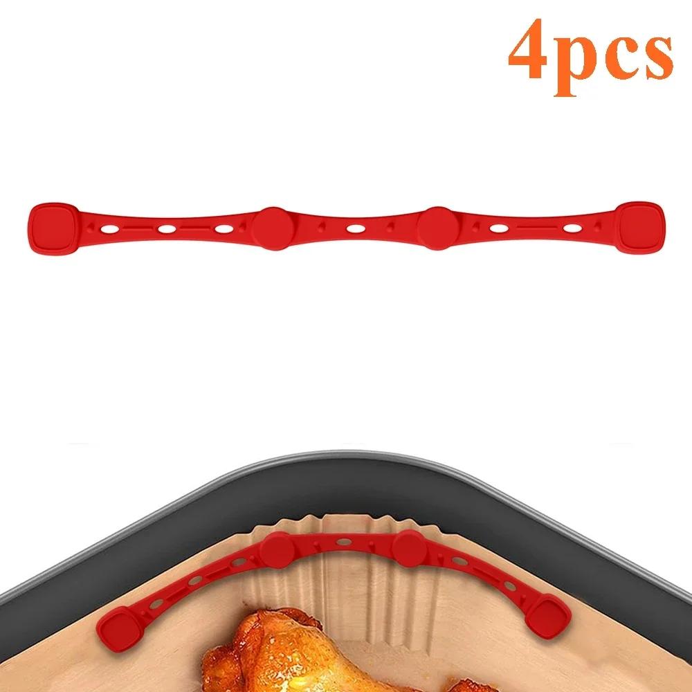 4PCS Air Fryer Magnets Set for Parchment Paper Air Fryer Liner Magnet Silicone Buckle High-temp Resistant Air Fryer Accessories