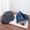 Retro denim leopard print forward hat children's temperament beret versatile trend cap show face small personality hat