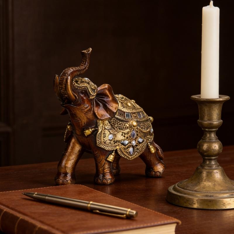 Lucky Elephant Statue Sculptures Decorative Animal Figurines Table Ornament Symbols Wealth Career Home Decorations