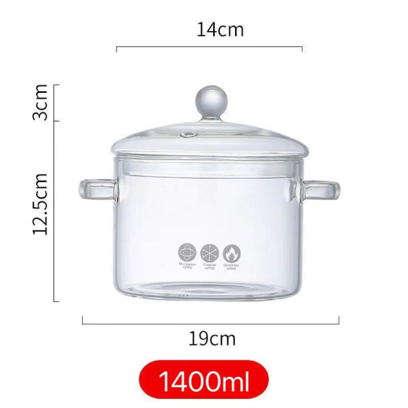 Thickened Borosilicate Heat Resistant Glass Pot Electric Stove Open Flame Cooking Dual Handle Health Glass Pot For Soup Noodles