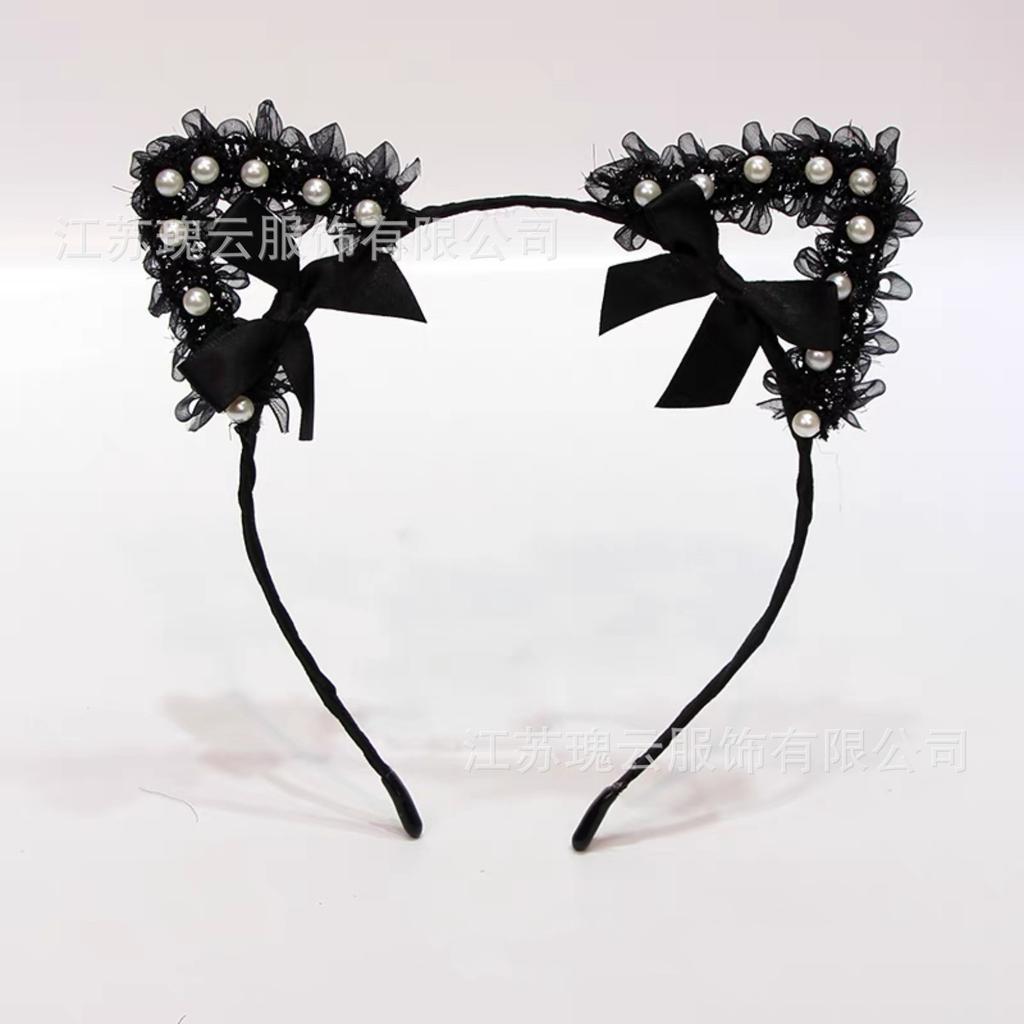 Pearl cos princess maid headband sexy charming mysterious lace headband orgy party dance handmade