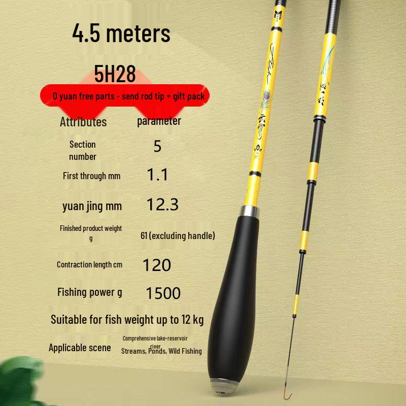 Super Fine Hard Carbon Fiber Crucian Carp Hand Rod for Taiwan Fishing