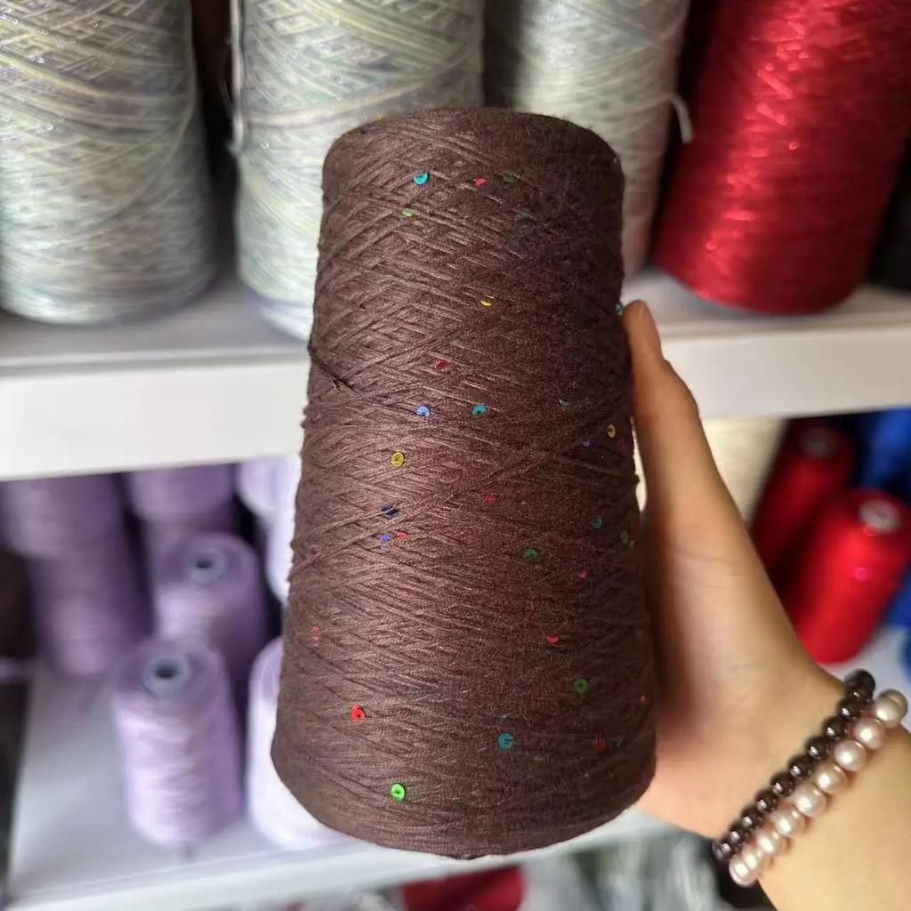 400g Pearl Sequin Yarn Thread,Cotton Thread Handmade DIY Crochet Thread, Soft Summer Hand Woven Yarn Knitting&Crocheting