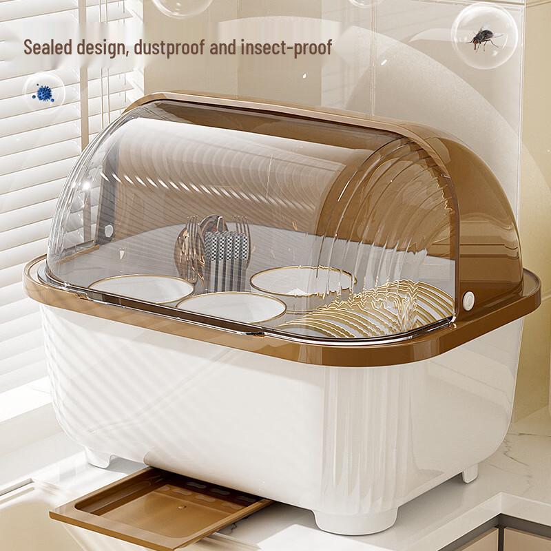 Nordic Style Transparent Thickened Bowl & Plate Storage Rack with Lid