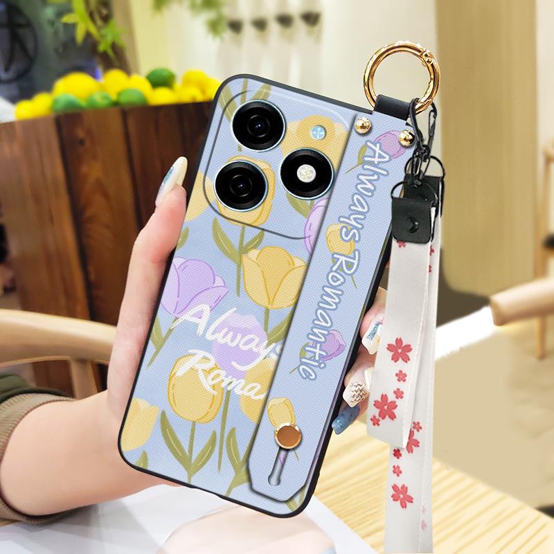 Fashion Design Durable Phone Case For Tecno Spark20/KJ5 Flower Anti-knock Phone Holder Anti-dust Dirt-resistant Ring