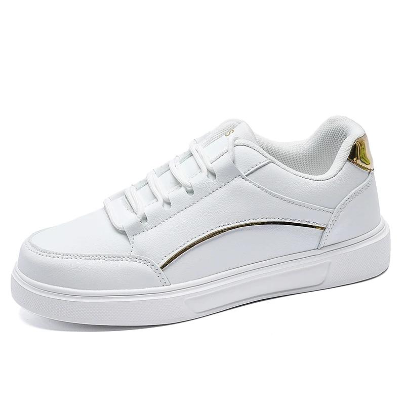 Mode NEU Frühling Herbst Luxus Lässig Leder Weiße Sneaker Mädchen Damen Flache Plateau Schuhe Designer Mode Laufschuhe für Frauen