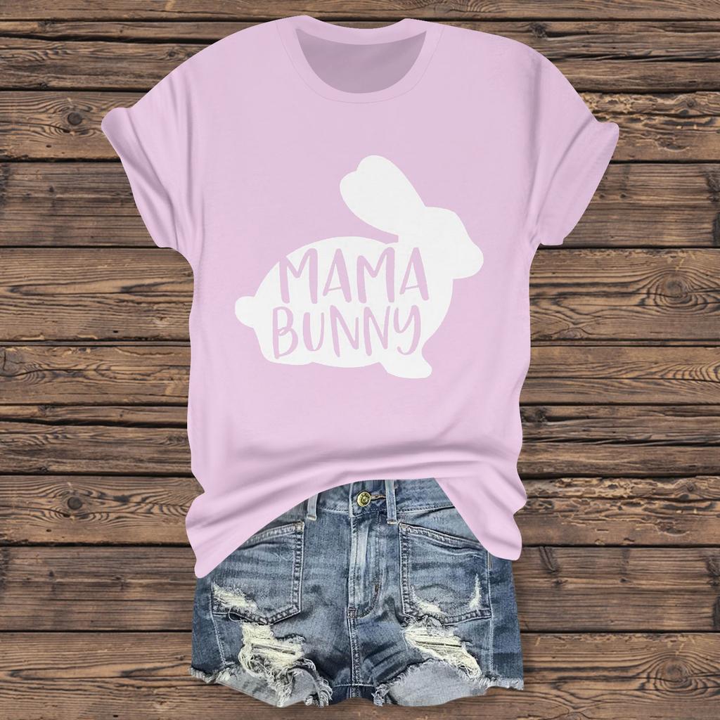 Women's Casual Easter Printed T-Shirt Round Neck Pullover Short Sleeve Top