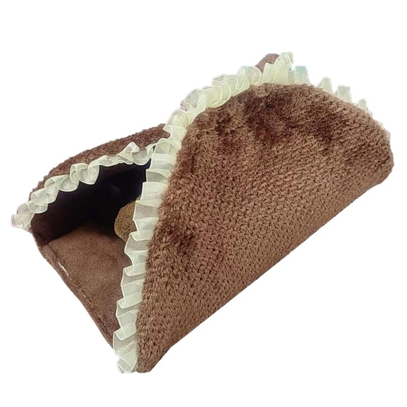 

Hamster Winter Bed Cushion Hideout Bed Play Tunnel Cage Accessories Warm Anti-Scratching Bedding for Ferrets Squirrels кавовий
