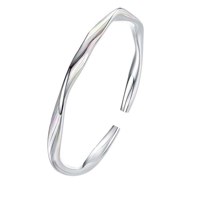 

Moebius Loop Sterling Silver Bangle for Women - Minimalist Open Bracelet, Unique Gift for Her Standard серебряный