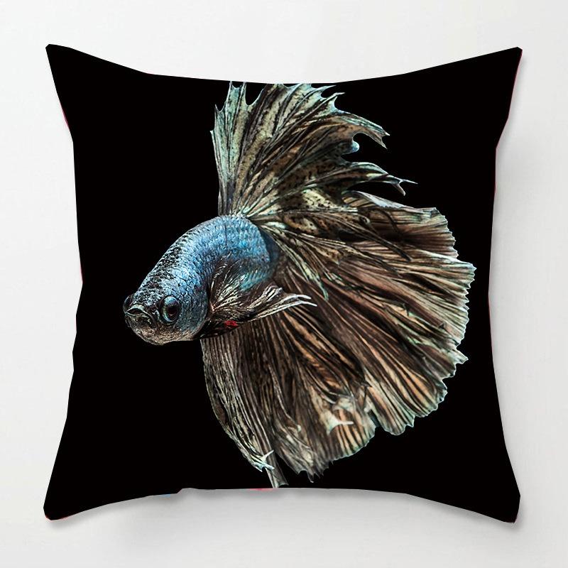Tatami Bedside Square Pillow Animal Fish Print Pillow Case Home Sofa Pillow Cushion