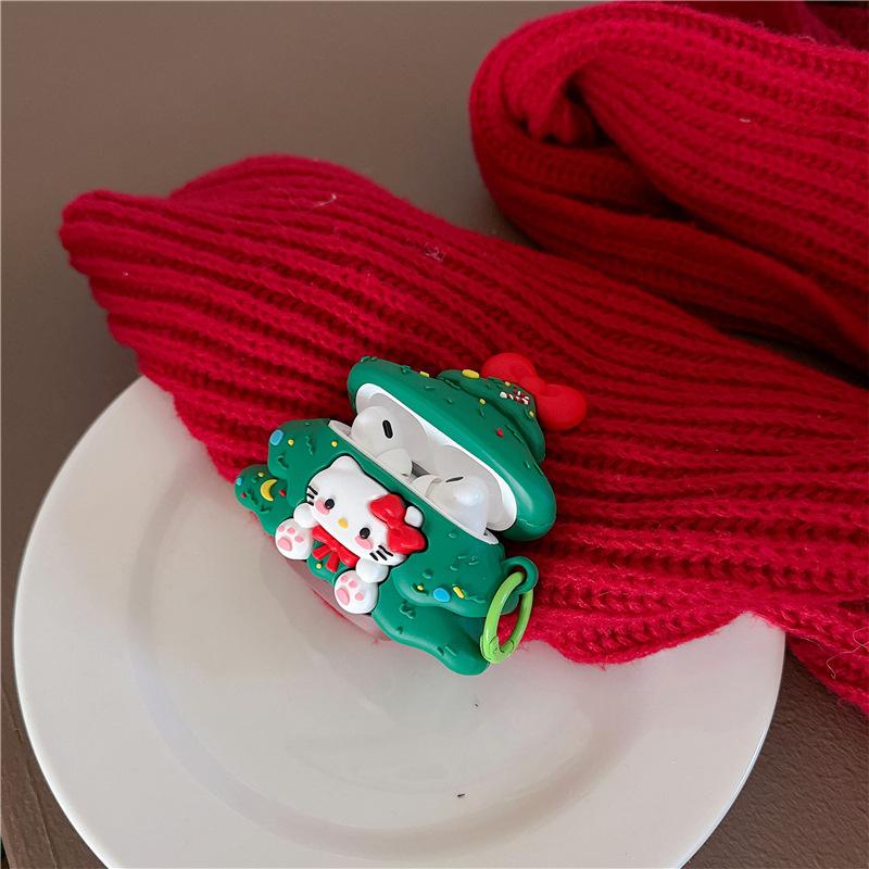 Cute Christmas tree kt cat AirPods pro1 apple bluetooth headset case 1/1 generation cartoon protective case