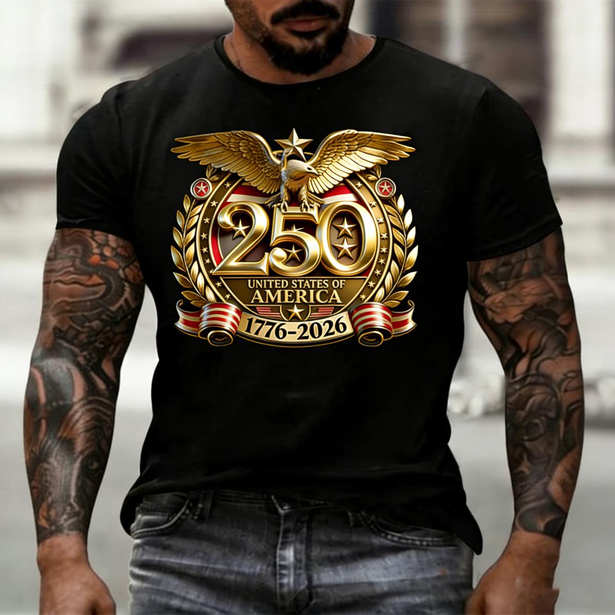 men s USA 250th Anniversary 1776-2026 Bald Eagle Patriotic T-Shirt XXL