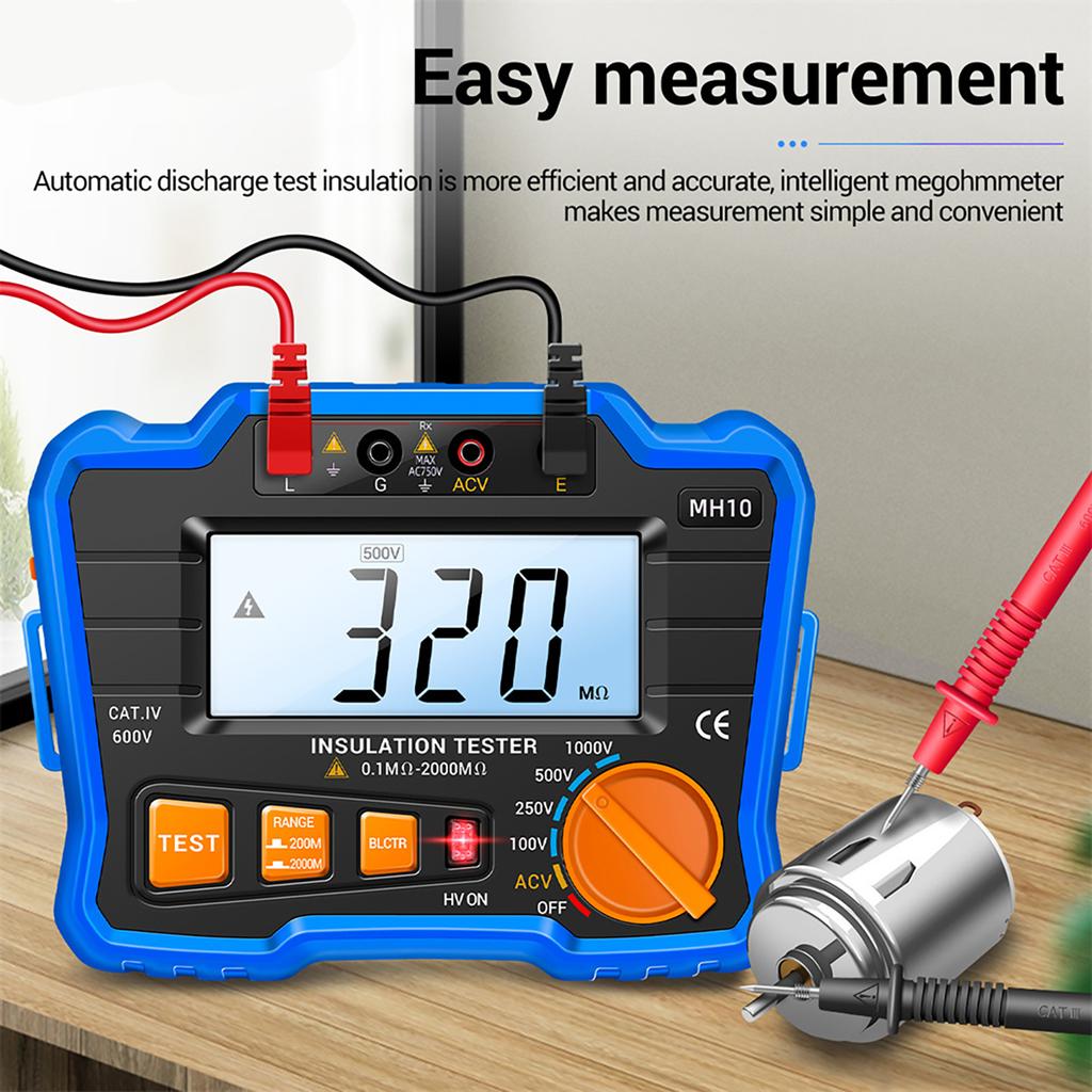 Insulation Resistance Tester 100V  250V  500V  1000V Resistance Tester with LCD Backlight Digital Display Screen
